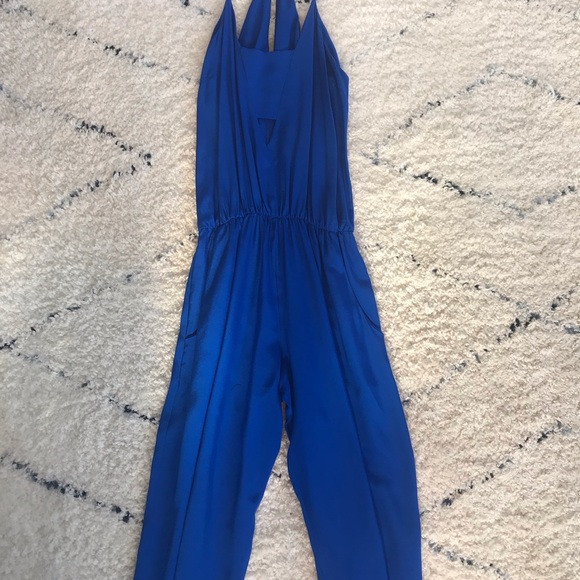FLASH ⚡️⚡️⚡️ SALE!!! Karina Grimaldi blue silk jumpsuit, size XS - Picture 6 of 8